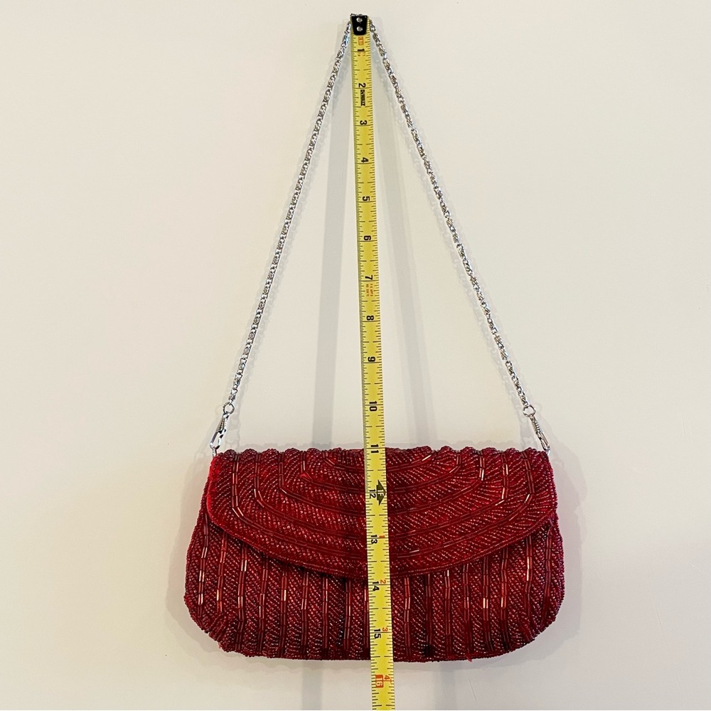 BIJOUX TERNER Red Beaded Evening Clutch Purse - Picture 10 of 10